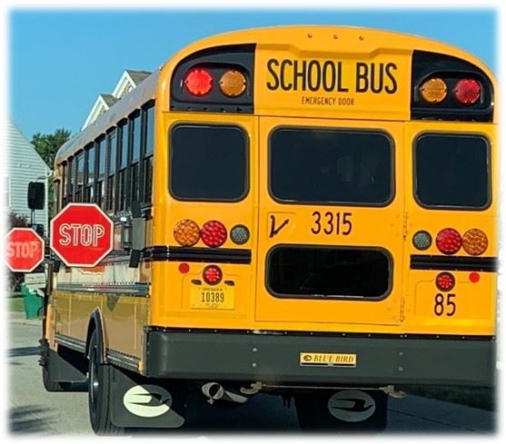 back of school bus during stop
